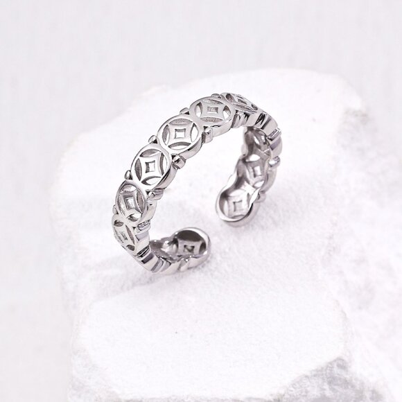 💰 Artisan Original Design "Good Fortune" Lucky Coin Ring | Adjustable S925 - Picture 3 of 9